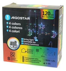 Aigostar - LED RGBY Solární řetěz 120xLED/8 funkcí 3x0,6m 500 mAh IP65