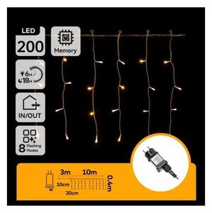 Aigostar - LED Ven. ván. řetěz 200xLED/3,6W/230V/8 funkcí 10x0,4m IP44 teplá