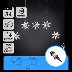 Aigostar - LED Venkovní řetěz 84xLED/230V 1,2x1m IP44 studená bílá vločk