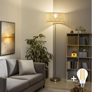 Brilagi - LED Stojací lampa CERIA 1xE27/40W/230V pr. 25 cm bambus/matný chrom