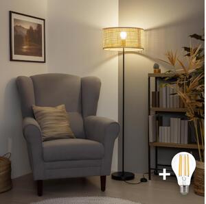 Brilagi - LED Stojací lampa CERIA 1xE27/40W/230V pr. 25 cm bambus/černá