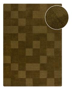 Khaki ručně tkaný vlněný koberec 200x290 cm Checkerboard – Flair Rugs