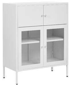 Prosklená komoda ESHOLT 80 cm Kov Bílá