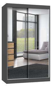 Šatní skříň IGA 120 se zrcadly Antracit + dub artisan