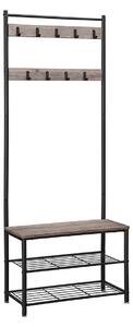 Kovová předsíňová stěna INDUSTRY 175 cm, černá/šedohnědá