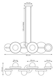 Lustr na lanku MODEL 6xG9/8W/230V černá