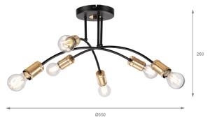 Přisazený lustr ANYA 6xE27/15W/230V černá/zlatá