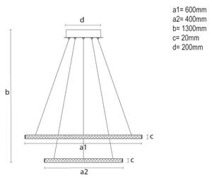 LED Stmívatelný lustr na lanku LED/150W/230V 3000-6500K + dálkové ovládání
