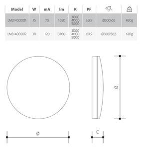 LED Stmívatené koupelnové stropní svítidlo LED/15W/230V pr. 30 cm IP54