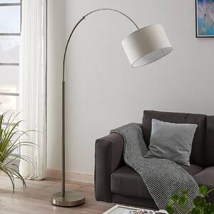Oblouková lampa Railyn s bílým látkovým stínidlem