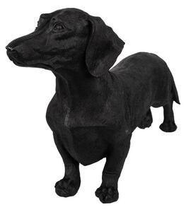 Černá dekorace figurka psa Jezevčík – 37x11x23 cm