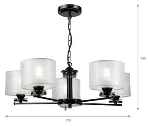 Lustr na řetězu ROSA 5xE27/60W/230V černá/šedá