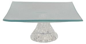 Transparentní skleněná dekorativní miska / servírovací talíř – 15x15x7 cm