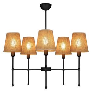 Lustr na tyči MADELA 5xE14/40W/230V juta/černá
