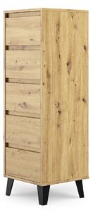 Topeshop SCANDI 5S ARTISAN, Černá, Dub, 5 zásuvka/zásuvek, Dřevotřískové desky, Moderní, Černá, 400 mm