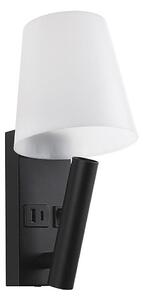 LED Nástěnná lampa s USB portem LED/2W/230V 3000K černá/bílá