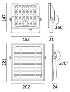 LED Solární reflektor se senzorem LED/10W/3,7V 4000K IP65 3600 mAh + DO