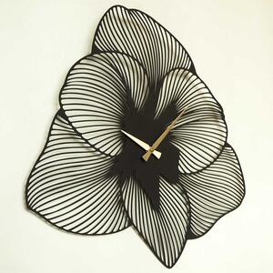 Wallexpert Dekorativní kovové nástěnné hodiny Azalea Metal Wall Clock - APS039 49 - Black, Černá