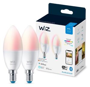 SADA 2x LED RGBW Stmívatelná žárovka C37 E14/4,9W/230V 2200-6500K Wi-Fi - WiZ