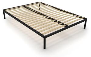 Rám postele BED ALU 140x200 kovový dřevěné lamely moderní černý