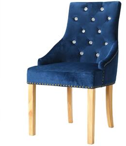 Jídelní židle 4 ks modré masivní dubové dřevo a samet