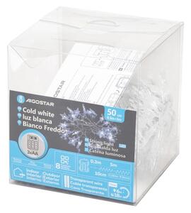 Aigostar - LED Venkovní řetěz 50xLED/8 funkcí 3xAA 5 m IP44 studená bílá