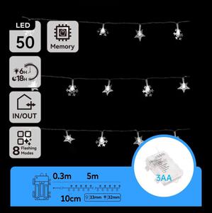 Aigostar - LED Venkovní řetěz 50xLED/8 funkcí 3xAA 5 m IP44 studená bílá