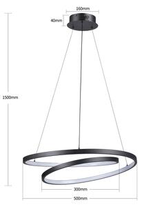 Brilagi-LED Stmívatelný lustr na lanku TWISTER LED/48W/230V pr. 50 cm černá +DO