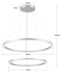 Brilagi-LED Stmívat. lustr na lanku PORTOFINO LED/98W/230V pr. 80 cm stříbrná+DO