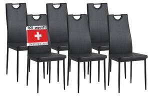 Židle do jídelny Albatros SALERNO sada 6 kusů, černá - elegantní italský design, čalouněná židle s potahem z umělé kůže, moderní, stylová u jídelního stolu Kuchyňská židle. Židle do jídelny vysoká nosnost