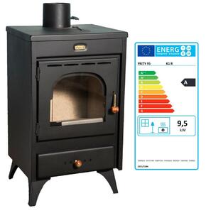 Krbová kamna Prity K1 R - 9,5 kW, kompaktní, grafitově černá, energetická třída A