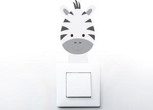 Barevná zebra na vypínač textilní přelepitelná samolepka na zeď 18 x 33 cm