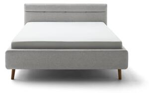 Šedá čalouněná dvoulůžková postel s úložným prostorem s roštem 160x200 cm Lotte - Meise Möbel