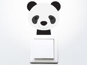 Medvídek panda na vypínač textilní přelepitelná samolepka na zeď 23 x 23 cm