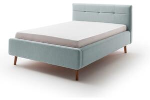 Modrá čalouněná dvoulůžková postel s úložným prostorem a s roštem 140x200 cm Lotte - Meise Möbel