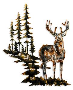 Wallexpert Dekorativní kovový nástěnný doplněk Deer 3, Vícebarevná