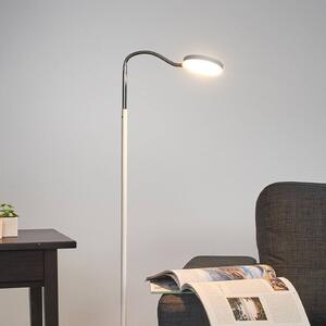 Stojací lampa Lindby LED Milow, bílá, výška 140 cm, nožní spínač
