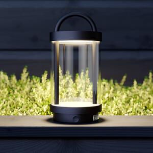 Lucande LED dobíjecí venkovní světlo Caius, hliník, USB, dotykový stmívač