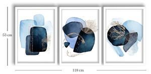 Wallexpert Dekorativní rámovaný obraz MDF (Sada 3 ks) 3P3853NISCT-006, Námořní Modrá, Modrá, Norková, Bílá