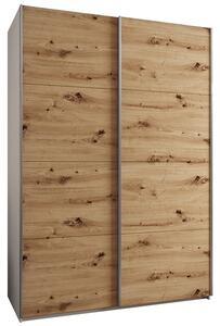 Šatní skříň LUX 1 s posuvnými dveřmi, 170×245,5×64 Bílá / dub Artisan / stříbrné