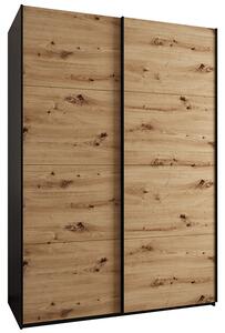 Šatní skříň LUX 1 s posuvnými dveřmi, 170×245,5×64 Černá / dub Artisan / černé