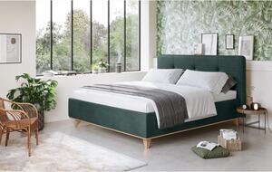 Čaluněná postel s úložným prostorem zelená, 180 x 200 cm