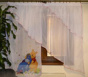 Dětská hotová voálová záclona Disney Medvídek Pú 350x150cm růžová