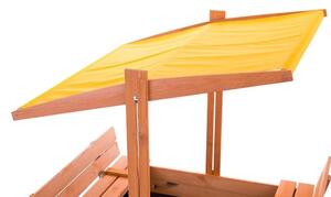 Sun Active Dřevěné uzavíratelné pískoviště se stříškou Sandy, žluté - 120 cm