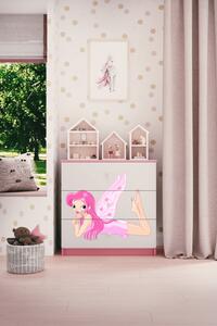 Dětská komoda elf s křídly v růžové barvě Babydreams
