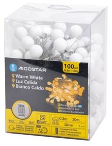 Aigostar - LED Venkovní řetěz 100xLED/3xAA/8 funkcí 10,3 m IP44 teplá bílá