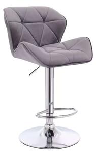 LuxuryForm DESIGN Barová židle MILANO VELUR na stříbrném talíři - tmavě šedá