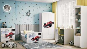 Dětská komoda Formula 1 v bílé barvě Babydreams