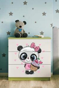 Dětská komoda Panda v zelené barvě Babydreams