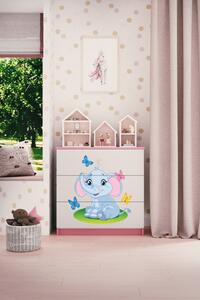 Dětská komoda slon v růžové barvě Babydreams